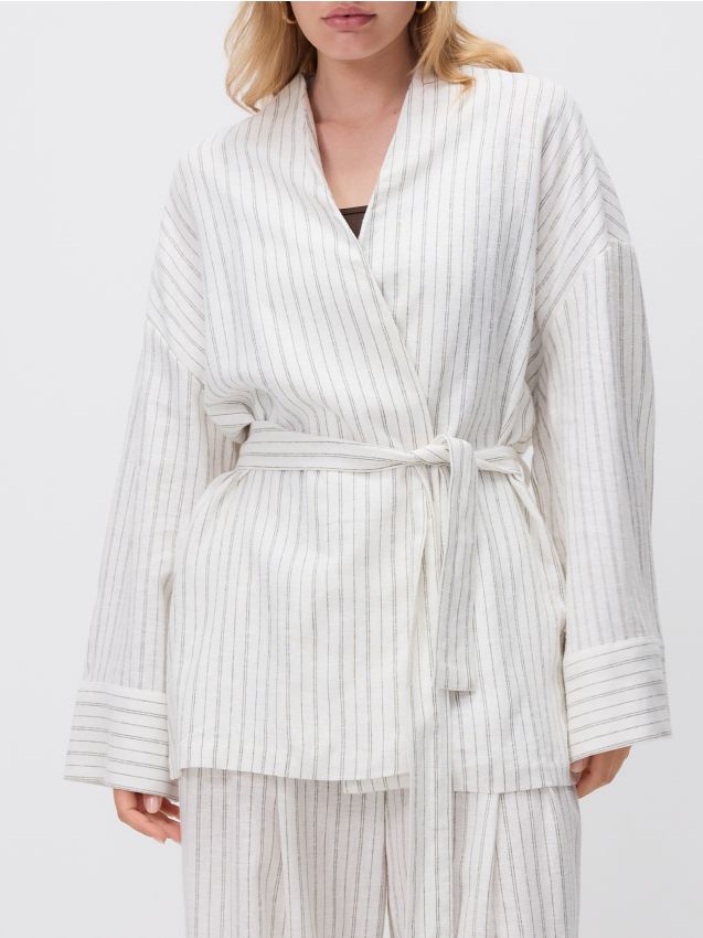 Reserved - Blazer cu conținut ridicat de in - multicolor