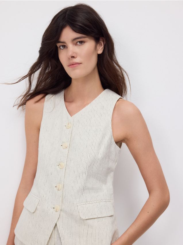 Linen blend tailored vest - RESERVED