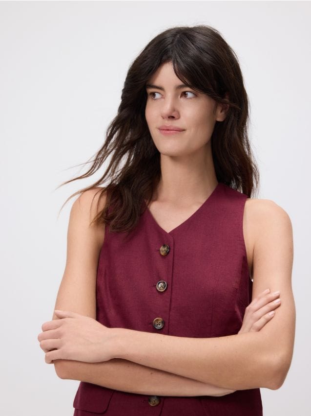 Linen blend tailored vest - RESERVED