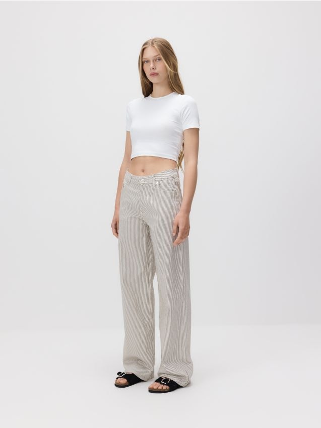 Striped wide-leg jeans - RESERVED