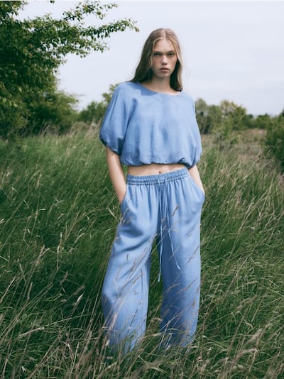 Jeansy wide leg z lyocellu