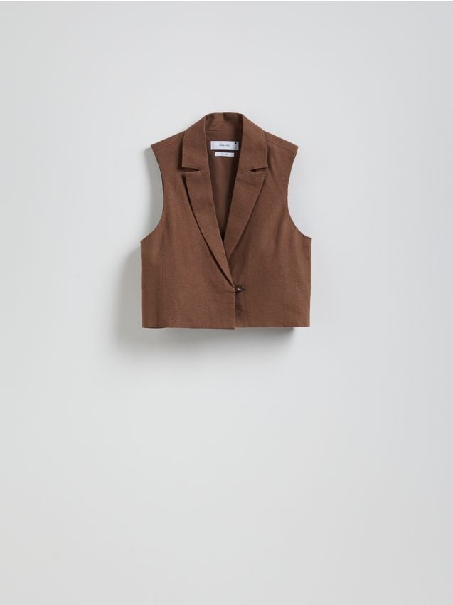 Cropped linen rich vest - RESERVED