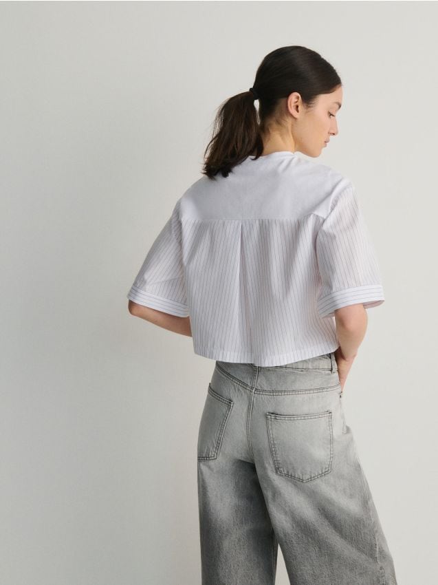 Reserved - tricou boxy - crem