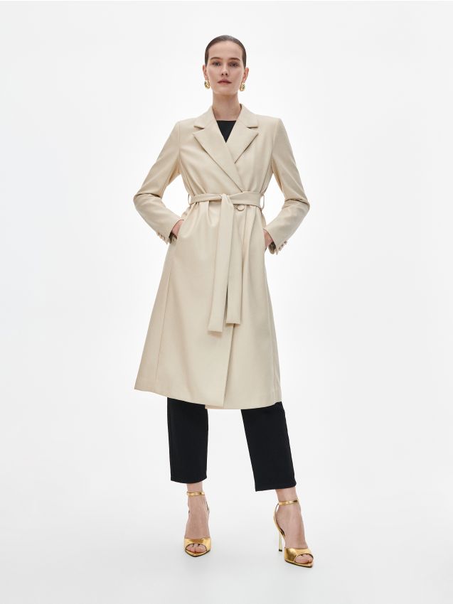 remake beige×black coat Jackets & Coats | Premium Real Leather Colourblock Trench