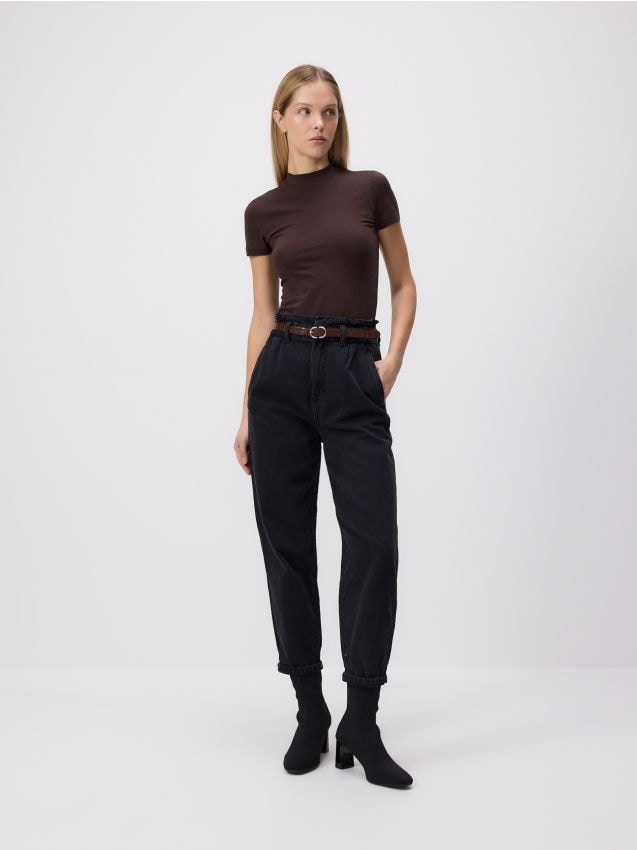 Reserved - LADIES` JEANS TROUSERS & BELT - gri