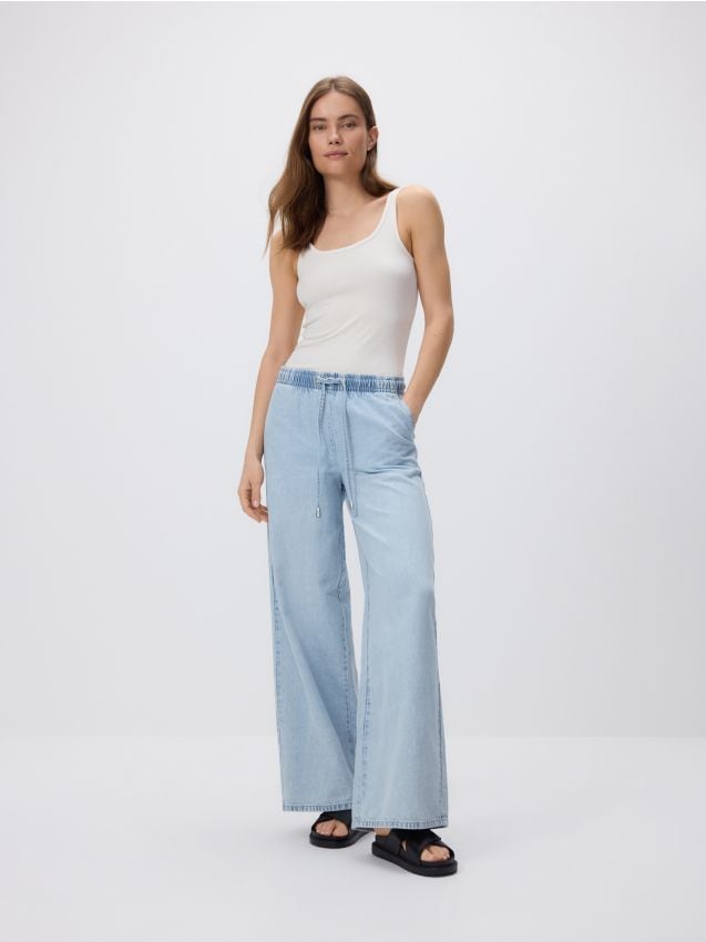 Wide-leg jeans with a drawstring - RESERVED