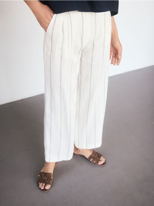 Linen rich wide leg trousers - RESERVED