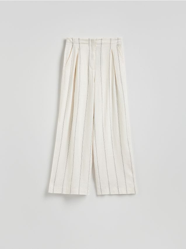 Reserved - Pantaloni cu crac larg din in - multicolor Reserved - Pantaloni cu crac larg din in - multicolor