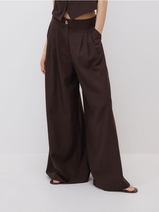 Linen rich wide leg trousers - RESERVED