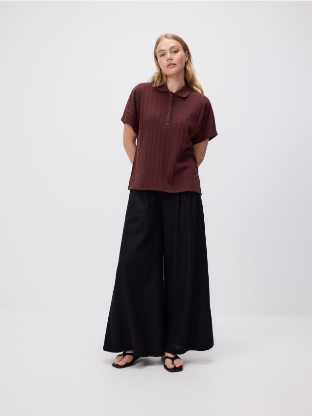 Linen rich wide leg trousers - RESERVED