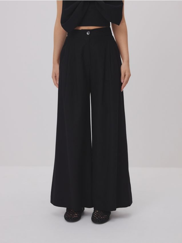 Linen rich wide leg trousers - RESERVED