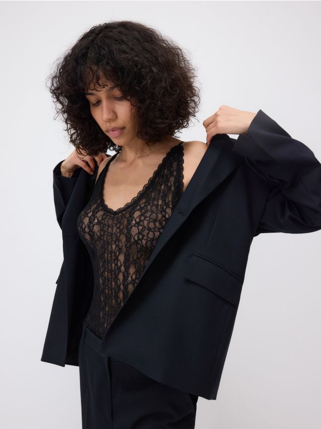Single-breasted viscose blend blazer - RESERVED