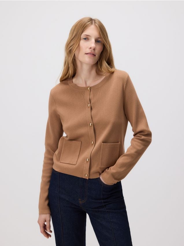 Reserved - Cardigan cu adaos de viscoză - bej