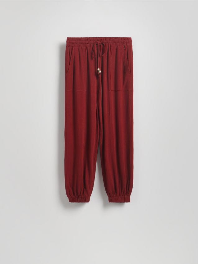 Reserved - Pantaloni jogger cu adaos de viscoză - maro Reserved - Pantaloni jogger cu adaos de viscoză - maro