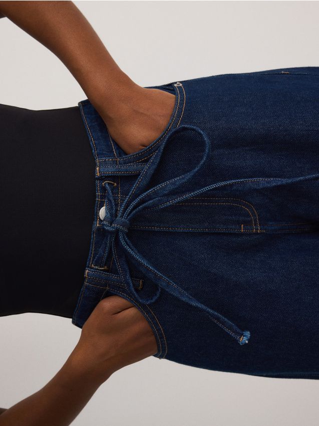 Wide-leg jeans with tie-up - RESERVED