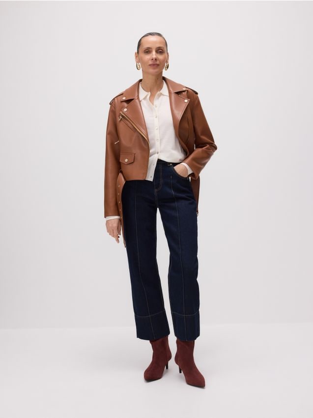 Veste motard oversize en simili cuir - RESERVED