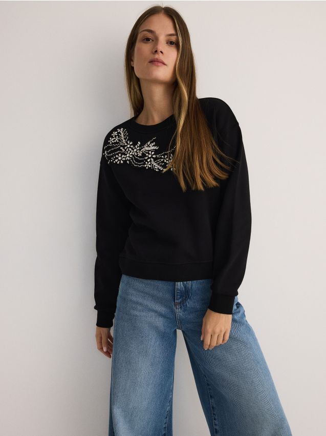 Sweat à capuche en coton avec appliqué - RESERVED