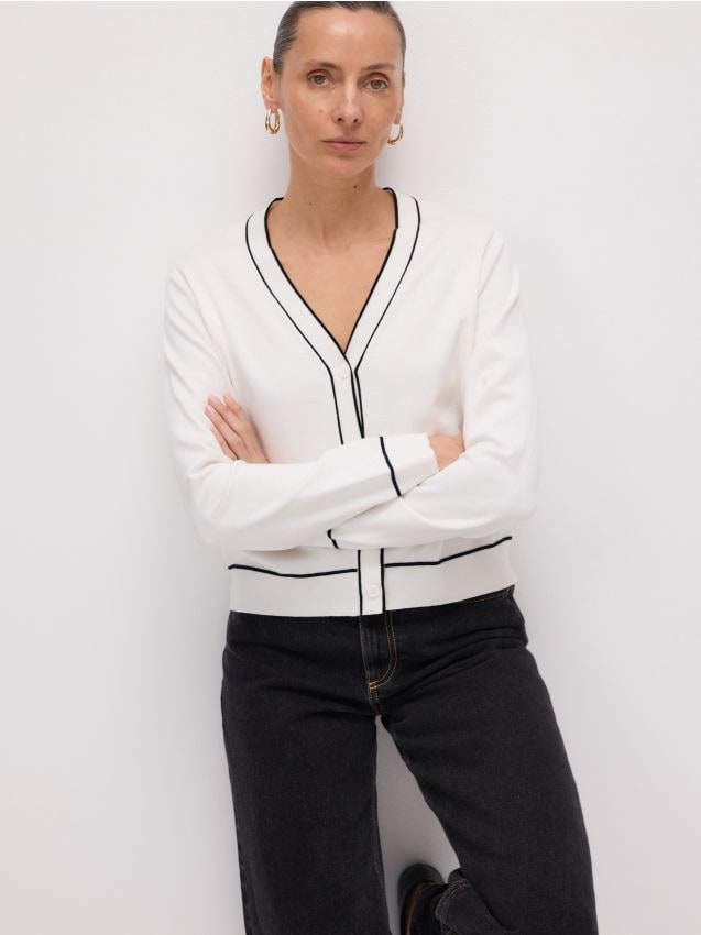 Cardigan with contrast trimming - RESERVED