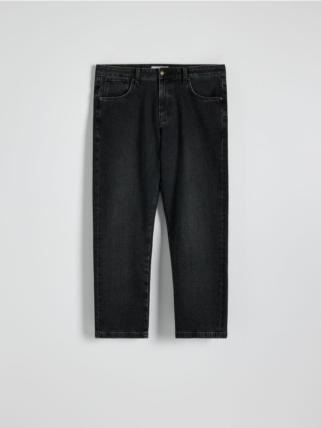 Straight jeans with wash effect - RESERVED