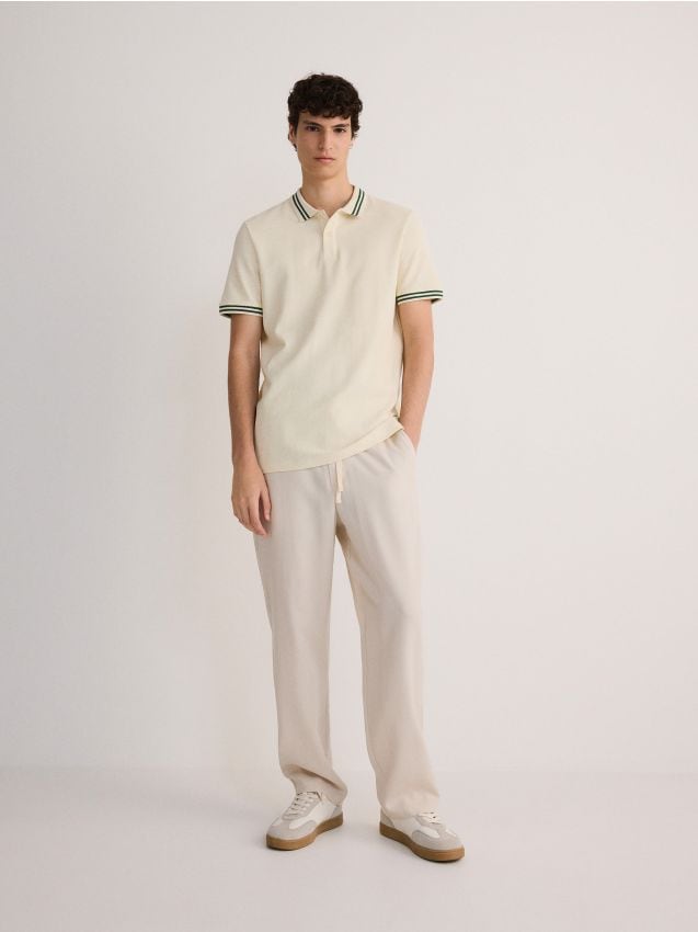 Reserved - pantaloni loose din lyocell - crem