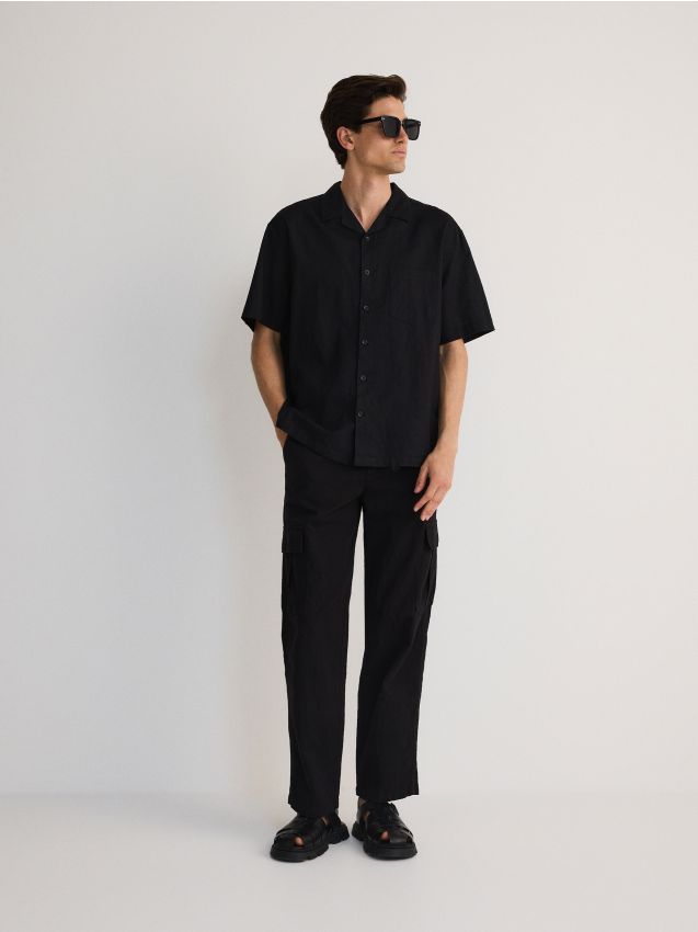 Reserved - pantaloni loose cargo - negru