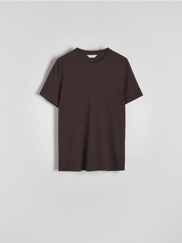 Reserved - tricou regular din bumbac - maro-închis