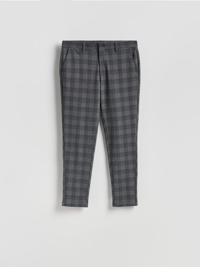 Reserved - Pantaloni slim fit în carouri - gri-închis