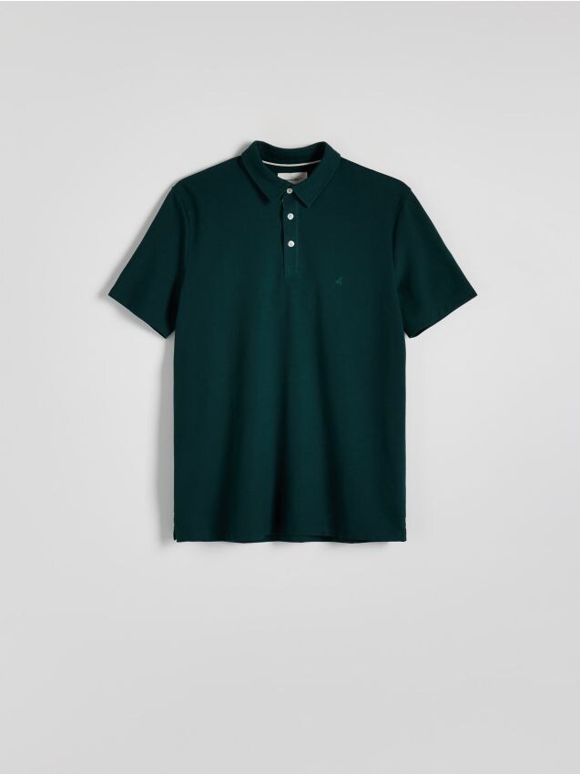 Reserved - tricou polo regular fit - verde-închis