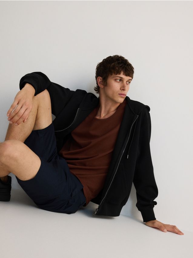 Reserved - pantaloni scurți din bumbac regular fit - bleumarin