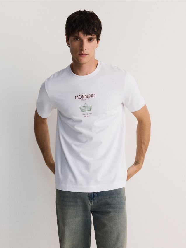 Reserved - Tricou regular cu imprimeu - alb