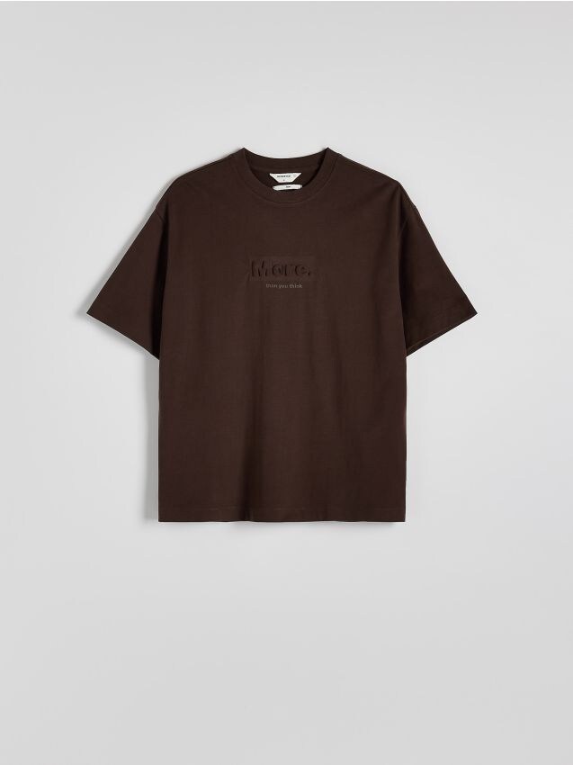 Reserved - tricou oversized cu inscripție - maro