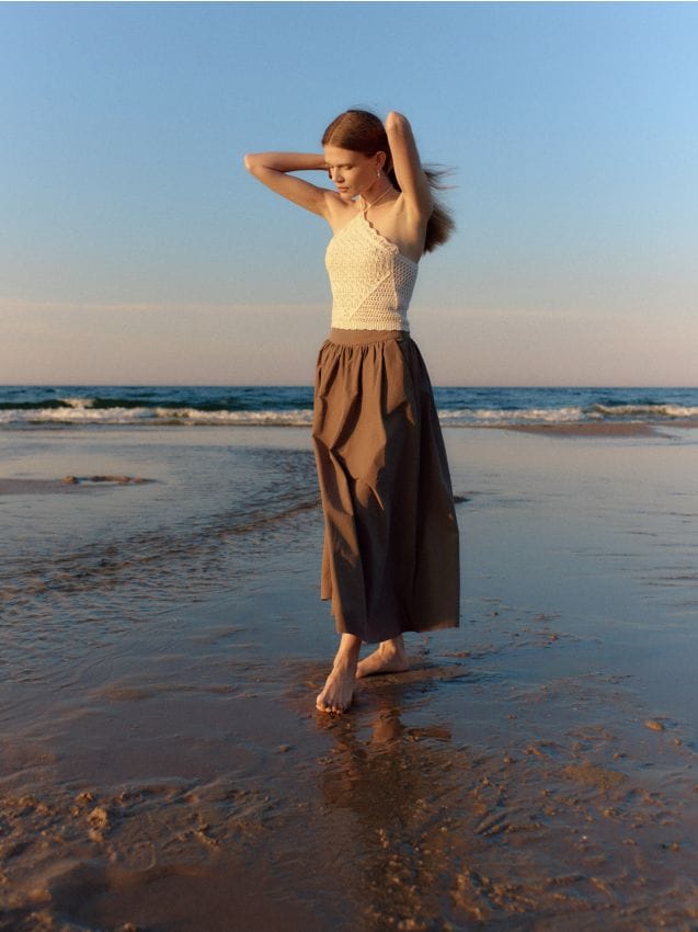 Maxi skirt with cotton blend - RESERVED