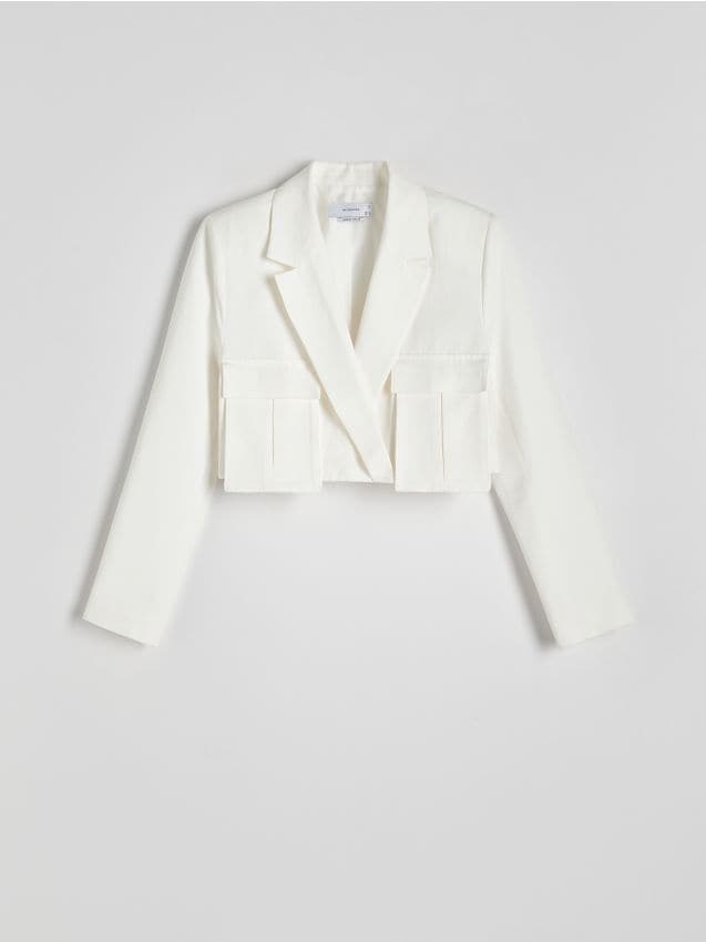 Reserved - blazer scurt cu adaos de viscoză - alb