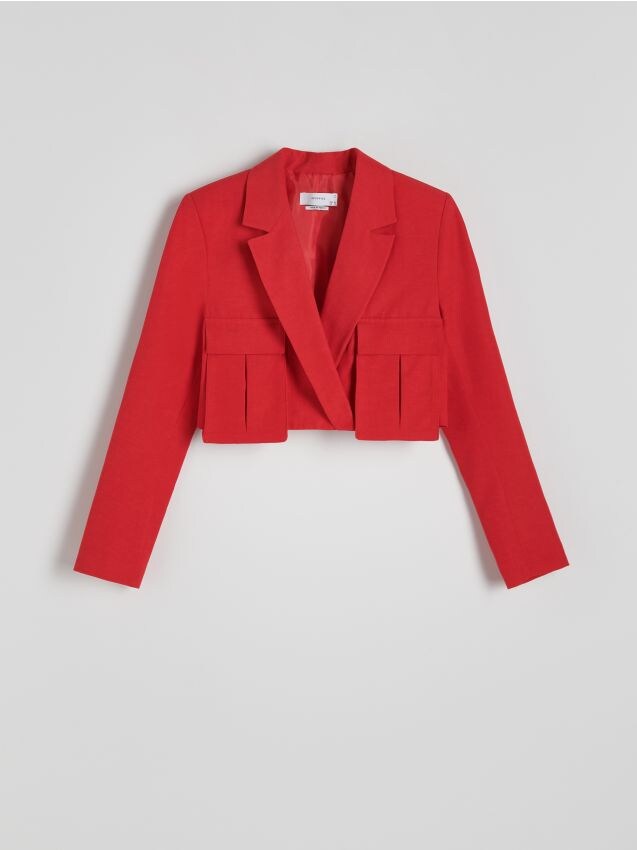 Reserved - blazer scurt cu adaos de viscoză - roșu