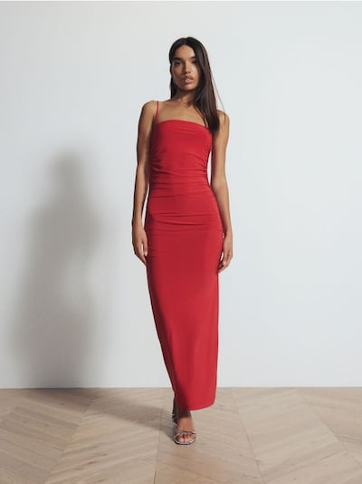 Maxi dress with draping