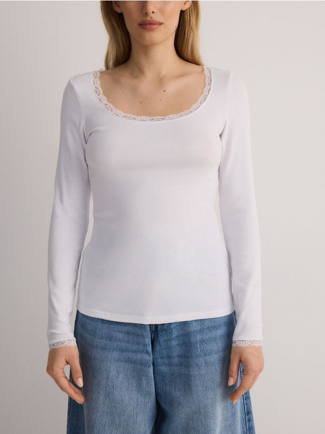 Cotton longsleeve with lace - RESERVED