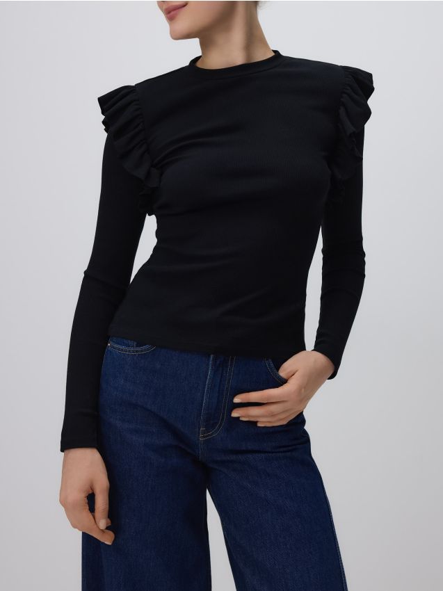 Gebreide longsleeve met ruches - RESERVED