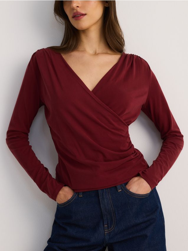 Blouse with fold-over front - RESERVED