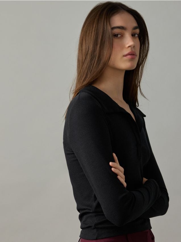 Long sleeve polo shirt - RESERVED