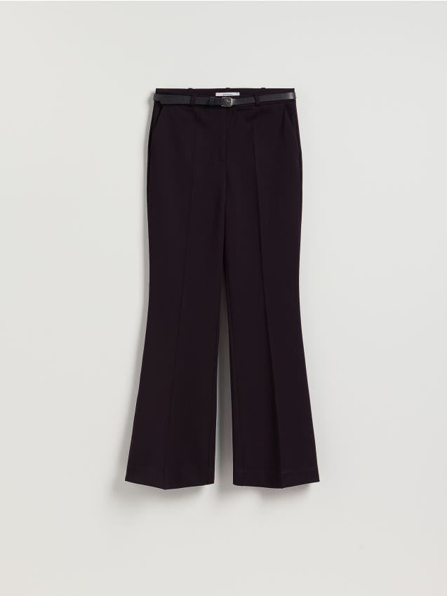 Reserved - Pantaloni flare cu curea - maro-închis