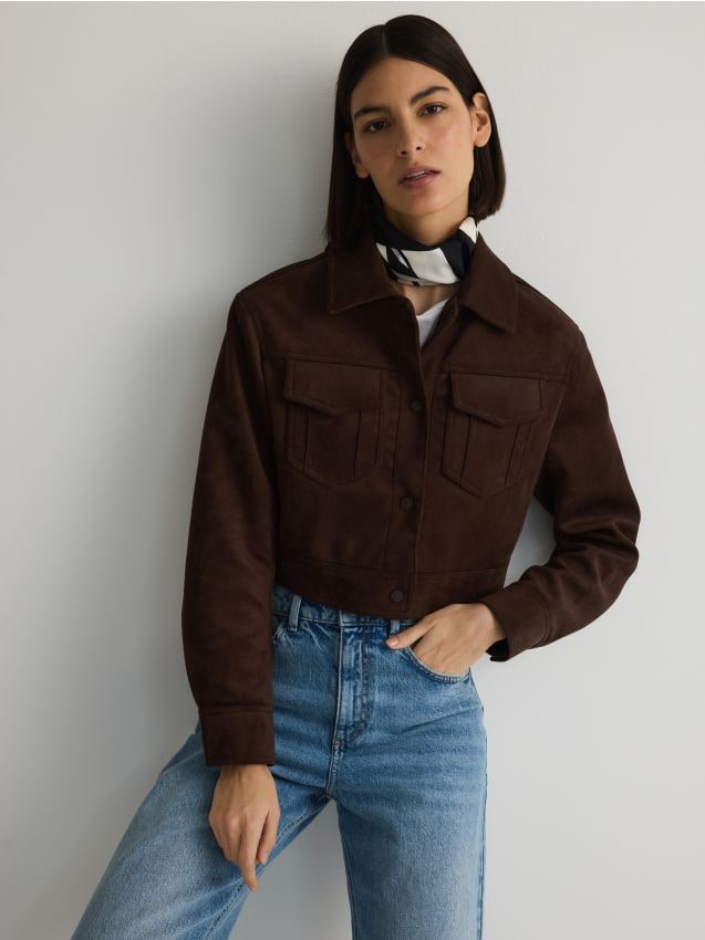 Cropped jacket with collar - RESERVED