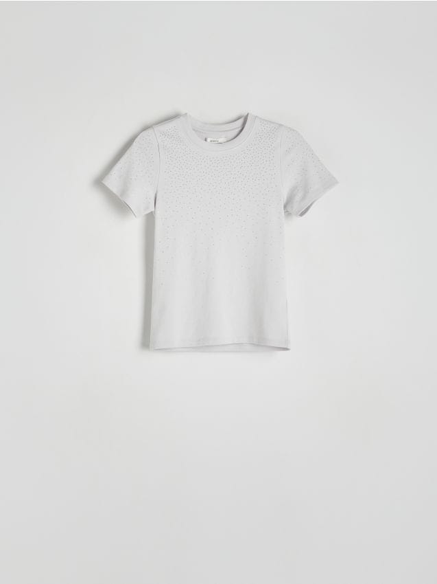 Reserved - tricou cu adaos de modal - gri deschis