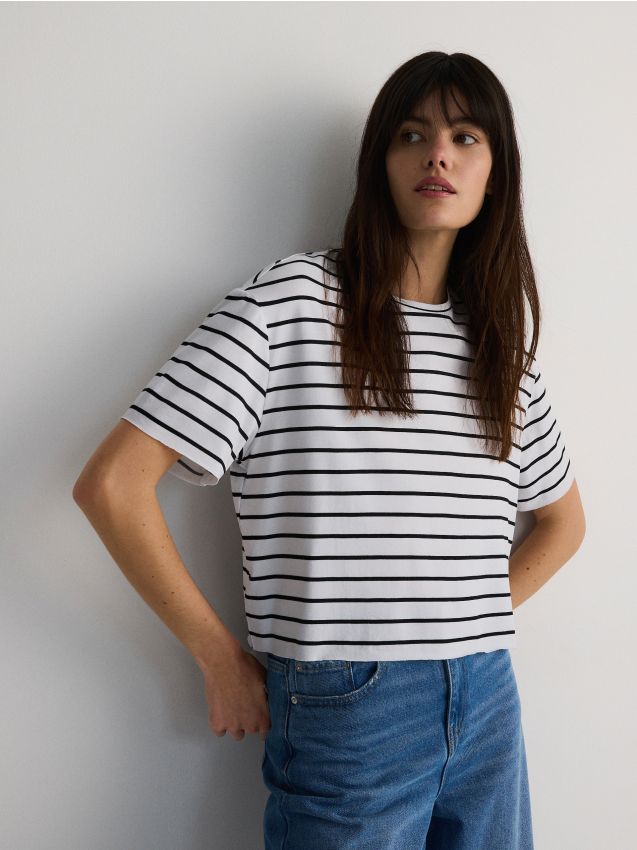 Reserved - tricou cu adaos de modal - multicolor