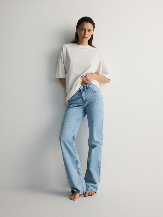 Reserved - tricou oversized - crem