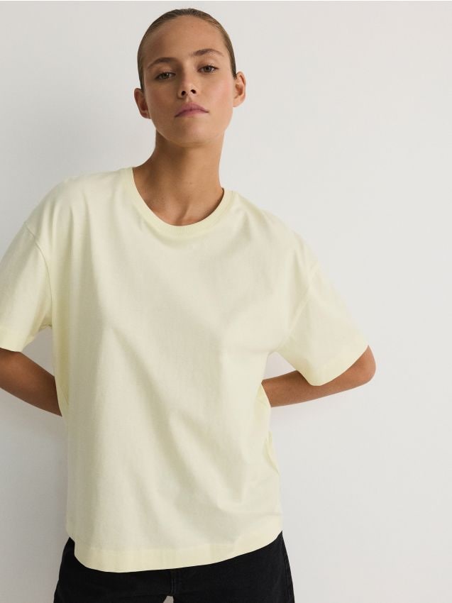 Reserved - tricou oversized - galben-deschis