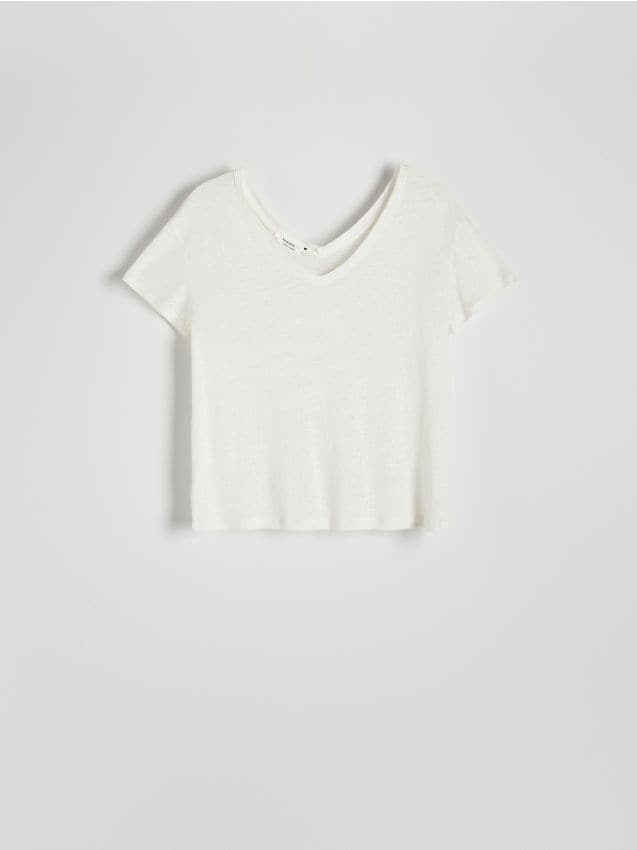Reserved - tricou din amestec de in și viscoză - crem