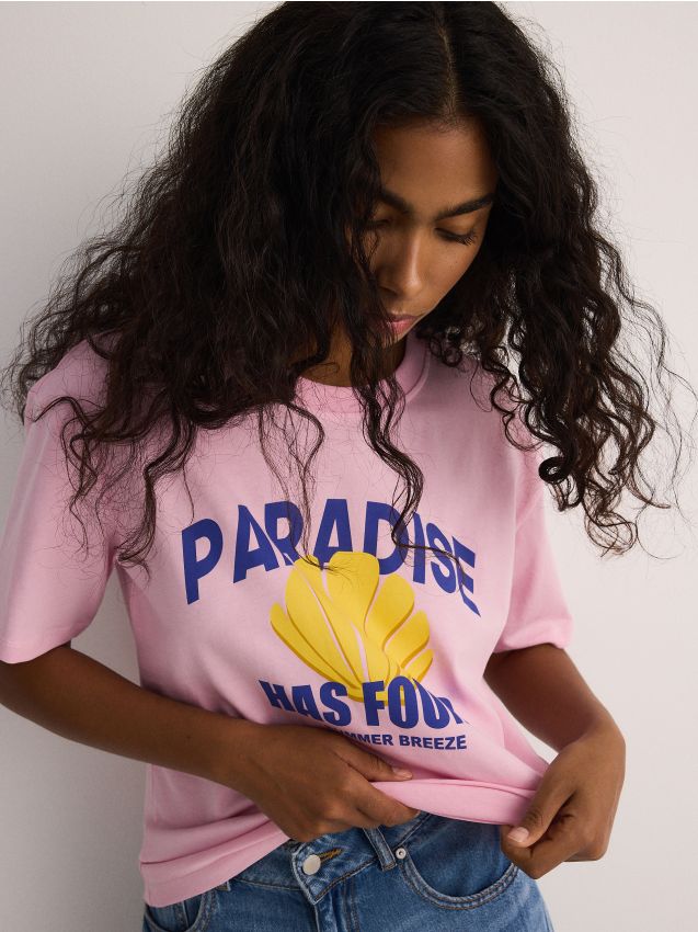 Reserved - tricou cu imprimeu - roz