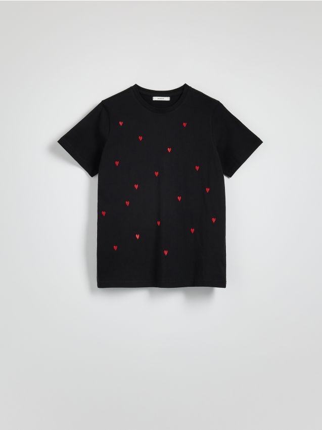 T-shirt regular z drobnym haftem - RESERVED