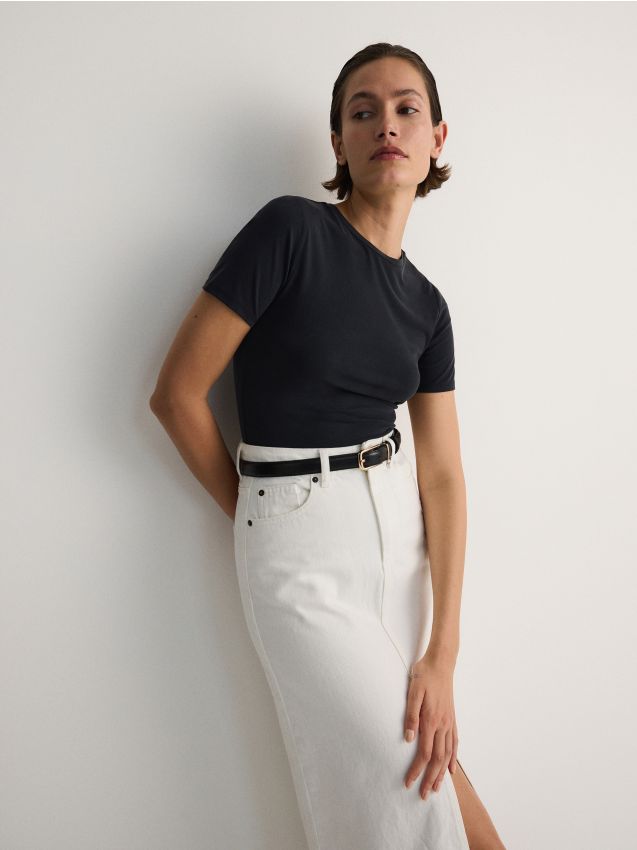 Reserved - tricou cu adaos de modal - gri-închis