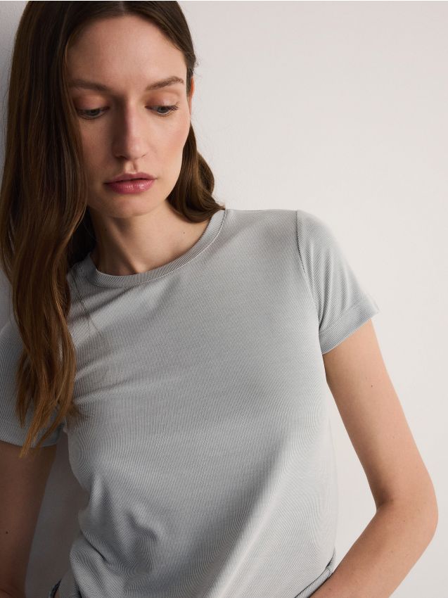 Rib knit modal rich T-shirt - RESERVED